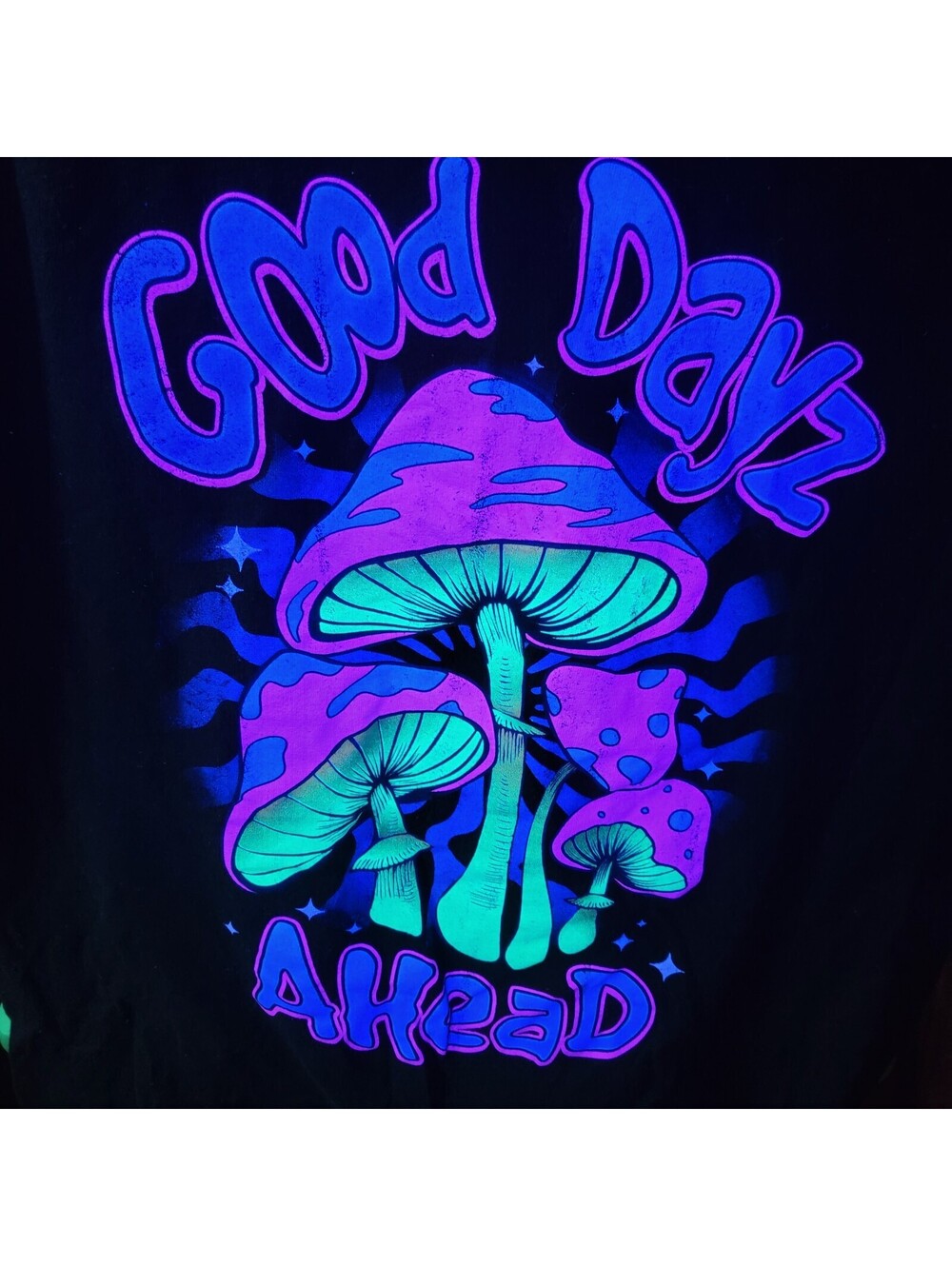 Good Dayz Ahead Shirt Mens Large Black Light Psychedelic Mushroom Graphic Tee